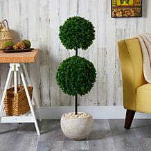 Nearly Natural 45” Boxwood Artificial Topiary Sand Planter UVResistant
