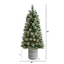 Nearly Natural 4.5’ Pine Artificial Christmas Tree in Stone Planter