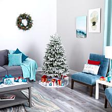 Nearly Natural 5 Ft. Flocked Christmas Tree with 300 LED Lights