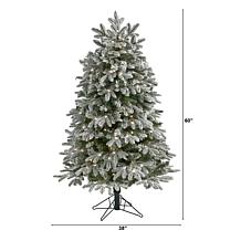 Nearly Natural 5 Ft. Flocked Christmas Tree with 300 LED Lights