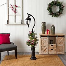 Nearly Natural 5 Ft. Holiday Decorated Lamp Post with 30 LED