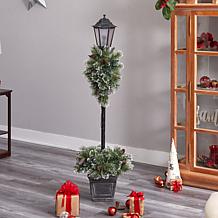 Nearly Natural 5 Ft. Pre-lit Decorated Lamp Post with 50 LED Lights