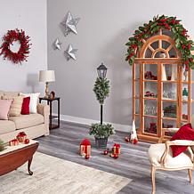 Nearly Natural 5 Ft. Pre-lit Decorated Lamp Post with 50 LED Lights