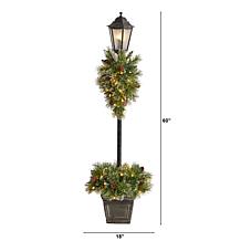 Nearly Natural 5 Ft. Pre-lit Decorated Lamp Post with 50 LED Lights