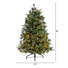 Nearly Natural 5’ Snowed Tipped Artificial Christmas Tree w 250 Lights