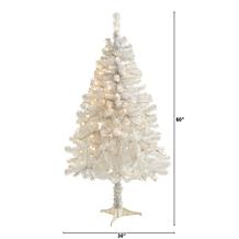 Nearly Natural 5' White Christmas Tree with 150 Clear LED Lights