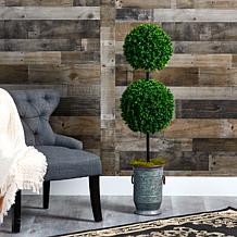 Nearly Natural 50” Boxwood Artificial Topiary MetalPlanter UVResistant