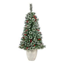Nearly Natural 50 in. Frosted Pine Christmas Tree with 100 Lights