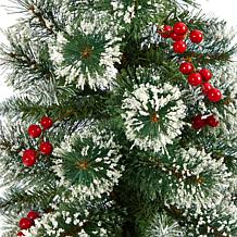 Nearly Natural 50 in. Frosted Pine Christmas Tree with 100 Lights