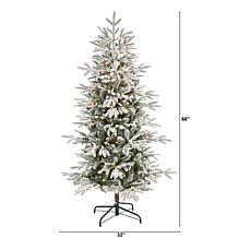 Nearly Natural 5.5 Ft. Artificial Flocked Spruce Lit Christmas Tree