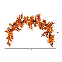 Nearly Natural 6’ Assorted Maple, Pumpkins, Gourds, Berries Garland