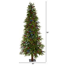 Nearly Natural 6' Fir Artificial Christmas Tree with 250 Color LEDs