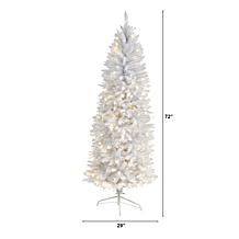 Nearly Natural 6’ Slim White  Christmas Tree with 250 Lights