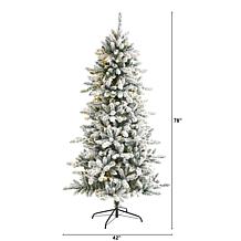 Nearly Natural 6.5 Ft. Flocked Christmas Tree with 300 LED