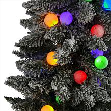 Nearly Natural 6.5 Ft. Flocked Christmas Tree with 75 Lights