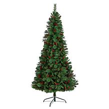 Nearly Natural 7’ Flat Back Mountain Pine  Christmas Tree