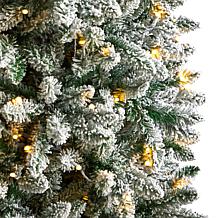 Nearly Natural 7’ Slim Flocked Montreal Fir  Christmas Tree