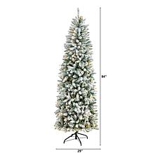 Nearly Natural 7’ Slim Flocked Montreal Fir  Christmas Tree