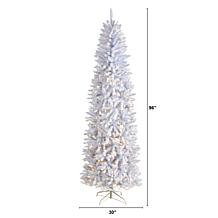 Nearly Natural 8’ Slim White  Christmas Tree with 400 Lights
