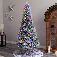 Nearly Natural 8.5' Flocked Mountain Fir Tree with 120 Lights