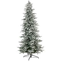 Nearly Natural 8.5 Ft. Slim Flocked Spruce Tree with 500 LED Lights