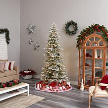 Nearly Natural 8.5 Ft. Slim Flocked Spruce Tree with 500 LED Lights