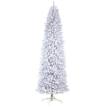 Nearly Natural 9’ Slim White  Christmas Tree with 600 Lights
