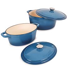 Neo 6-piece Cast Iron Dutch Oven Set with Lids, Blue