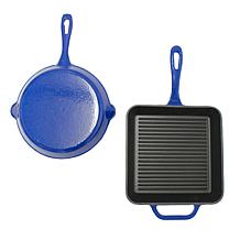 Neo Enameled Cast Iron 2-piece Fry Pan and Grill Pan Set