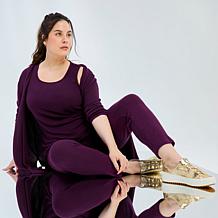 Nina Leonard 3-piece Shawl Cardigan Tank and Pant Set