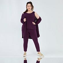 Nina Leonard 3-piece Shawl Cardigan Tank and Pant Set