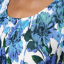 Nina Leonard 3/4 Balloon Sleeve Round Neck Chiffon Dress