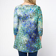 Nina Leonard 3/4-Sleeve Burnout Knit Top