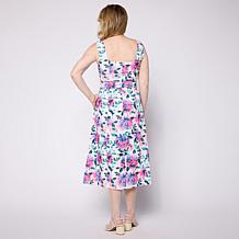 Nina Leonard Button-Front Stretch Linen Sleeveless Dress