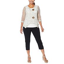 nina leonard coconut button bolero with tank