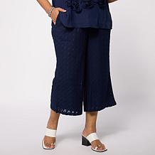 Nina Leonard Cropped Novelty Lace Culotte Pant