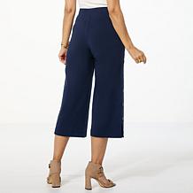 Nina Leonard Culotte Pant with Side Panel Button Detail