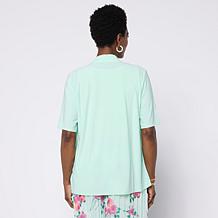 Nina Leonard Draped Front Cardigan