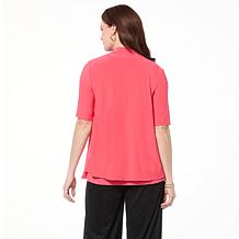 Nina Leonard Elbow-Sleeve Drape-Front Bolero