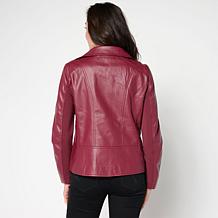 Nina Leonard Faux Leather Moto Jacket