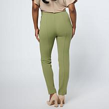 Nina Leonard High Tech Crepe Knit Pull-On Slim-Leg Pants