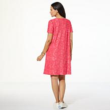 Nina Leonard Jacquard Scoop Neck Elbow Sleeve Trapeze Dress