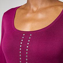 Nina Leonard Jewel Neck Long Sleeve Sweater Dress