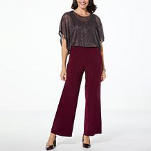Nina Leonard Jumpsuit with Metallic Overlay