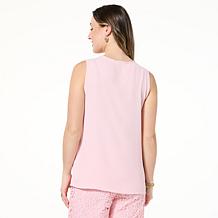 Nina Leonard Layered V-Neck Float Tank Top