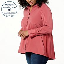 Nina Leonard Long Sleeve Collared Front Shirt