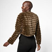 Nina Leonard Long Sleeve Faux Fur Bolero Top