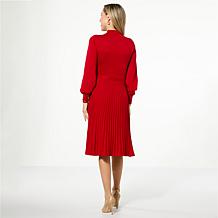 Nina Leonard Mock Neck Belted Sweater Dress