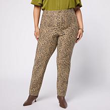 Nina Leonard Narrow Leg Elastic Waist Stretch Knit Denim Pant