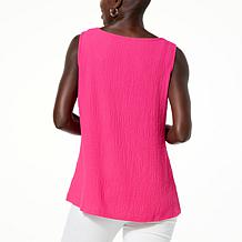 Nina Leonard Pebbled Knit Tank Top with Embroidery
